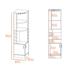 a drawing of a tall cabinet with two shelves and one shelf on the right side