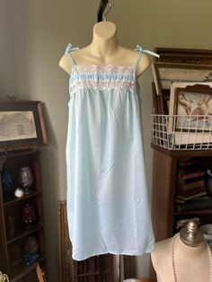 I just added a new item to eBay, COTTON BLUE NIGHTIE SIZE MEDIUM BOW TIE STRAPS LACE FRONT VINTAGE LINGERIE ! #eBay #eBaySeller Vintage Babydoll Pajamas, 50s Sleepwear, 1970s Pajamas, Vintage Pyjamas, Babydoll Nighty, Vintage Sleepwear, Night Clothes, Vintage Loungewear, Cotton Nighties