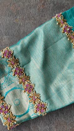 Ribbon Work Blouse Designs, Handwork Blouse Design Silk, Beads Blouse Design, Pearl Work Embroidery Blouses, Simple Zardosi Work Blouses, Simple Embroidery Designs Blouse, Tambour Stitch, Tambour Hook, Netted Blouse Designs