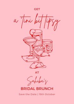 a pink poster with the words get a fun birthday at bridal brunch