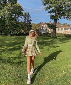 Checkered Skirt Outfit, Green Skirt Outfits, Aesthetic Outfit Ideas, Cute Preppy Outfits, Cute Fall Outfits, Mode Vintage, Summer Fits