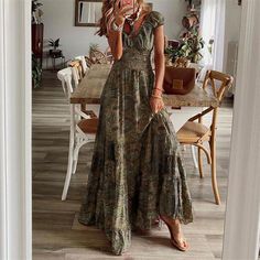 Womens Summer Boho Lace Maxi Dresses Floral V Neck Casual Holiday Long Sundress | eBay Bohemian Summer Dresses, Beach Holiday Dresses, Country Cowgirl, Fresh Dress, Summer Dress Patterns, Skirt Casual, Boho Skirt, Bohemian Summer, Breezy Dress