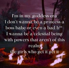 an image with the words i'm in my goddess era, i don't wanna