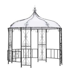 a black and white gazebo on a white background