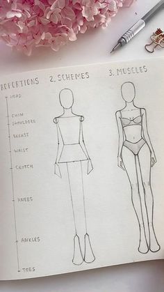 a drawing of a woman's body and measurements