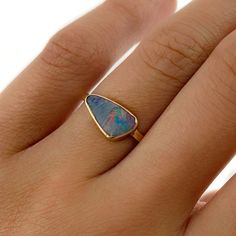 Opal Gold Ring, 14k Gold Opal Ring, Many Rings, Opal Stacking Ring, Opal Solitaire Ring, Australian Opal Ring, Blue Opal Ring, Black Opal Ring, Opal Ring Gold