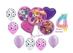 the paw patrol balloon bouquet includes balloons and heliums