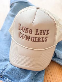 Long Live Cowgirls Trucker Hat Foam Vintage Trucker Hat Unisex Adult Size - Etsy Trucker Hat Nashville Outfit, Adjustable Trucker Cap For Rodeo, Western Style Adjustable Trucker Hat With Curved Bill, Country Style Adjustable Trucker Hat With Curved Bill, Trucker Hat With Letter Print And Flat Bill, Trucker Cap For Rodeo, One Size Fits Most, Adjustable Trucker Hat With Letter Print And Flat Brim, Adjustable Trucker Hat For Country Events, Adjustable Snapback Trucker Hat For Country Events