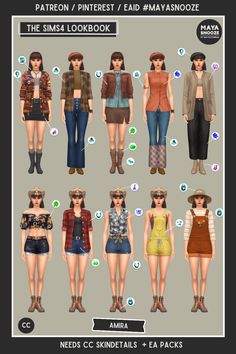 the simsa lookbook is full of different outfits