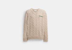 100% wool Length: 28 Dry clean Model is 6'2 (188cm) and wears a size M Style No. CT741 Knit V Neck Sweater, Knit V Neck, Men Sweatshirt, Coach Outlet, V Neck Sweater, Vneck Sweater, Cable Knit, Neck Sweater, Outlet