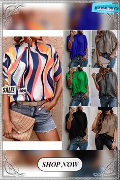 Women's Summer Printing Split Batwing Sleeve Blouses Multicolor Tops For Spring Workwear, Multicolor Spring Workwear Tops, Multicolor Summer Workwear Tops, Batwing Sleeve Blouse, Batwing Sleeve, Bat Wings, Summer Women, Sleeve Blouse, Split