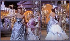 three pictures of women in dresses and tiaras, one wearing a dress with bows