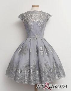 Welcome to 27dress.co.uk and buy high quality . We have a great number of  at an affordable price. Grey Homecoming Dress, Homecoming Dress Short, Prom Dresses 2017, Elegant Prom Dresses, Evening Dresses Short, Lace Homecoming Dresses, Short Prom Dress, Retro Mode, Vestidos Vintage