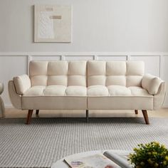 a living room scene with focus on the couch