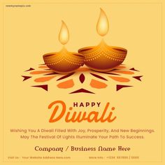 happy diwali greeting card with two candles on the occasion of diwali