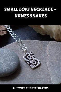 For the modern Loki worshipper, this Urnes Snakes Loki Pendant is an eye-catching piece of jewelry. It is crafted in solid fine silver (99.9% solid pure silver), making it highly valuable and durable - perfect for honoring the Norse trickster god. The pendant rests on a 18-inch sterling silver (92.5% pure silver) chain, assuring that you can wear it proudly and with confidence as a sign of your devotion to Loki. Its unique design Engraved Sterling Silver Jewelry With Snake Chain, Nickel Free Sterling Silver Pendant Charm Necklace, Nickel-free Symbolic Sterling Silver Necklace, Symbolic Silver Necklace With Sterling Clasp, Nickel Free Symbolic Sterling Silver Charm Necklace, Sterling Silver Snake Chain Charm Necklace, Sterling Silver Snake Chain Charm Necklace As Gift, Spiritual Sterling Silver Snake Chain Jewelry, Symbolic Sterling Silver Engraved Charm Necklaces