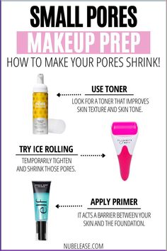 The right foundation (and application technique) can make a world of difference when it comes to minimizing the look of large pores. So many How To Shrink Pores, How To Minimize Pores, Reduce Forehead Wrinkles, Makeup Goddess, Clean Routine, Skincare Stuff, Big Pores, Makeup Prep, Nose Pores