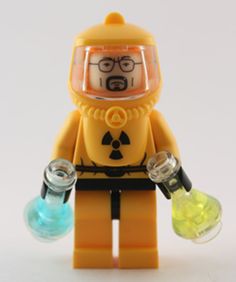 a yellow lego figure with a gas mask and goggles