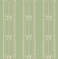 a green and pink striped wallpaper with bows