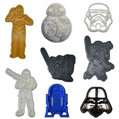 PRICES MAY VARY. COOKIE CUTTERS FOR BAKING, PLAY, AND MORE - Use for traditional sugar cookies, fun shaped sandwiches, children's supervised play, art projects, and so much more SIZE - Darth Vader: 2 3/4 inch X 2 5/8 inch X 5/8 inch , Storm Trooper: 3 1/4 inch X 3 inch X 5/8 inch , Yoda: 4 1/2 inch x 4 1/2 inch x 5/8 inch , R2D2: 1 7/8 inch X 3 1/4 inch X 5/8 inch , BB8: 4 inch X 3 inch X 5/8 inch , Clone Trooper: 2 3/4 inch x 4 3/4 inch 5/8 inch , Yoda Standing: 3 1/4 inch x 4 3/4 inch x 5/8 in Shaped Sandwiches, Star Wars Cake Toppers, Star Wars Cookies, Star Wars Cartoon, Star Wars Cake, Storm Trooper, Star Images, Clone Trooper, Star Wars Movie