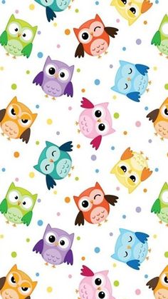 an image of colorful owls on white background