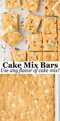 cake mix bars cut into squares and placed on top of each other