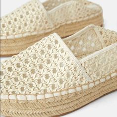 Genuine Zara New With Tag Color: Cream, Straw 1.6 Inches Platform Height, Love Woven Pattern, Reinforced Toes, Euro Size 37 Straw Espadrilles With Textured Footbed And Round Toe, White Straw Espadrilles Casual Style, White Straw Casual Espadrilles, Casual White Straw Espadrilles, Cream Straw Espadrilles With Round Toe, Cream Round Toe Straw Espadrilles, White Platform Espadrilles Casual Style, Casual White Platform Espadrilles, Cream Espadrilles With Textured Sole For Beach