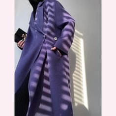 Aconiconi Long Double-Sided High-End Full Wool Purple Coat - Mel Dream – ORUMATORU Purple Fur Coat, Luxury Purple, Boss Chic, Purple Coat, Reversible Coat, Woolen Coat, Purple Hues, Satin Material, Winter Fashion Outfits