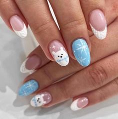 Nails Design For Winter, Cute Nail Ideas Christmas, Winter Nails Inspo Aesthetic, Cute Nail Ideas For Christmas, Winter Nails Short Acrylic, Gel Nail Ideas Blue, Xmas Nail Ideas Simple, Cute Nail Designs Christmas, Acrylic Nail Christmas Designs