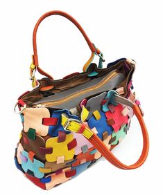 Beautiful Multicolour Patchwork Zippered Calf Leather Tote HandbagThis bag is made of fine Calf Leather fabric.Measurement: 28cm/10.92" * 35cm/13.65" * 14cm/5.46"Zip up closure. Inside pockets. Cave Women, Bags Cross, Women Costumes, Crossbody Tote Bag, Leather Handbags Tote, Genuine Leather Bags, Crossbody Tote, Boho Stil, Zipper Bags