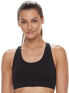 Tek Gear Women's Bra: Seamless Racerback Light Impact Sports Bra Seamless Medium Support Activewear For Sports, Medium Support Seamless Activewear For Sports, Seamless Compression Activewear For Sports Events, Stretch Sports Bra With Seamless Construction For Sports Events, Seamless High Stretch Sports Bra For Events, Seamless High Stretch Sports Bra For Sports Events, Seamless Activewear With Medium Support For Sports, High Stretch Seamless Sports Bra For Events, Functional Seamless Activewear For Sports Events