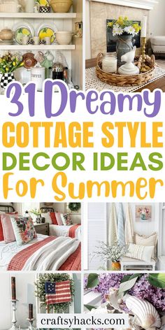 collage of cottage style decor ideas for summer