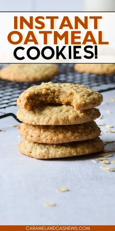 a stack of oatmeal cookies Oatmeal Cookies From Instant Oatmeal, Cookies From Instant Oatmeal Packets, Instant Oatmeal Cookie Recipes, Oatmeal Cookies Using Instant Oatmeal, Oatmeal Cookies With Instant Oatmeal, Oatmeal Cookies With Instant Packets, Oatmeal Cookies Made With Shortening, Uses For Instant Oatmeal Packets, What To Do With Instant Oatmeal Packets