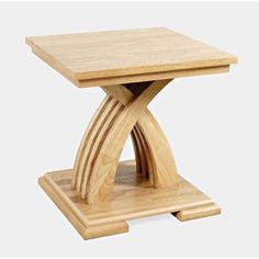 a small wooden table with an unusual design