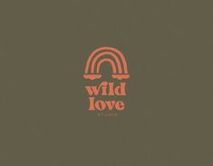 the wild love studio logo is shown in orange and pink on an olive green background