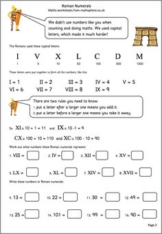 the roman numerals worksheet is shown with numbers and symbols on it