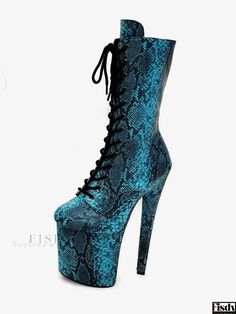 Fisdy - Premium Plus Size Rave Club Boots: Round Toe, Zipper Closure, Buckle Accent, Stiletto Heel, Artistic Design Club Boots, Rave Boots, Plus Size Rave, Plus Size Clubwear, Stiletto Heel Boots, Leopard Print High Heels, Fall Toes, Nike Boots, Stiletto Boots