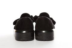 These luxurious black suede Prada slip-on loafers feature a platform sole and black bow at the front. This item is in good condition with light signs of wear. Wear includes scuffing to soles and outsole. Size: 35.5 Brand = Prada Shoe Size = 35.5 Color = Black Condition = Good Item Number: 3962-213 Item ID: 77551 Category: Sneakers Shoe Tags, Prada Shoes, Black Bow, Bow Detail, Debit Card, New Bag, Item Number, Black Suede, Exclusive Designs