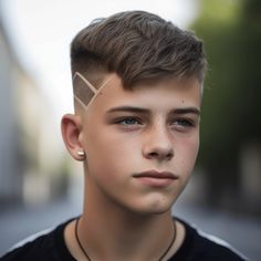 Crew Cut with Side Stripe Crew Cut Fade, Cool Boys Haircuts, Haircuts Ideas, Boys Hair