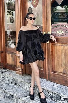 Aimee Babydoll Off-Shoulder Silk Mini Dress | MEAN BLVD Evening Mini Dress With Ruffles And Straight Neckline, Silk Puff Sleeve Mini Dress For Evening, Off-shoulder Puff Sleeve Dress With Ruffles For Evening, Silk Off-shoulder Mini Dress For Party, Chic Silk Mini Dress With Puff Sleeves, Elegant Off Shoulder Puff Sleeve Dress For Evening, Elegant Off-shoulder Mini Dress For Brunch, Feminine Off Shoulder Mini Dress For Evening, Feminine Off-shoulder Puff Sleeve Party Dress