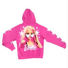 Officially Licensed Barbie Women's Zip Hoodie Sweatshirt. Ee-20 Winter Pink Sweatshirt With Logo Print, Pink Long Sleeve Hoodie With Logo Print, Pink Fleece Hoodie With Graphic Print, Pink Long Sleeve Sweatshirt With Logo Print, Pink Long Sleeve Sweatshirt With Logo, Trendy Long Sleeve Outerwear With Logo Print, Pink Winter Hoodie With Logo Print, Winter Pink Hoodie With Logo Print, Trendy Long Sleeve Hoodie With Logo Print