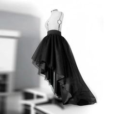 Layered Tulle Mesh Skirt High Low Tulle Skirt, Black High Low Skirt, Black Tulle Skirt, Pleated Tulle Skirt, Prom Skirt, Tulle Skirt Black, Evening Skirts, Wedding Skirt, Layered Tulle Skirt