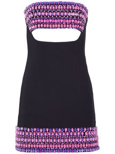 a black dress with pink and purple beads on it