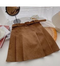 Style: commuting Size: S M L Color: coffee, black, gray, Khaki Elegant Brown Flared Mini Skirt, Trendy Solid Color Skirt For Fall, Elegant Brown Pleated Mini Skirt, Chic Brown A-line Skirt, Solid Color Mini Skirt For Fall, Pleated Brown Mini Skirt For Work, Brown Pleated Mini Skirt For Work, Fall Solid Color Mini Skirt, Chic Pleated Solid Color Skirt For Fall