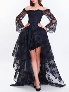 Blouse Corset, Long Lace Skirt, Gothic Mode, Corset And Skirt, Sheer Jacket, Sukienki Plus Size, Corset Skirt, Carnival Costume, 파티 드레스