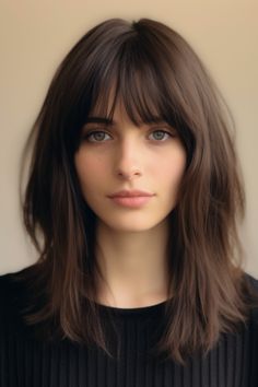 For those seeking a modern appearance, pin-straight curtain bangs are an excellent choice. This style works well with medium-length haircuts. Click here to check out more cute curtain bangs hair ideas trending right now. Bangs Hair Ideas, Cute Curtain Bangs, Hot Hair Styles, Blonde Balayage