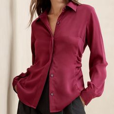 Womens Work Blouses, Women Work Blouse, Shirred Top, Work Blouses, Top Banana, Banana Republic Factory, Work Blouse, Side Panels, Panel Siding