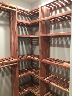 the shelves are made out of wooden pallets