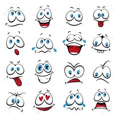 cartoon faces with different expressions drawn on them