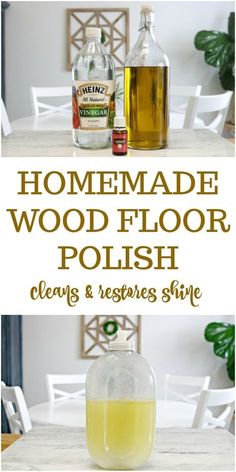 the homemade wood floor polish is clean and ready to be used in your kitchen or dining room